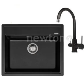 Кухонная мойка Aquasanita Fast SQF 103 + cмеситель Sabiaduo 2963 (черный металлик 601)