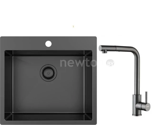 Кухонная мойка ZorG ZRN 5055 Premium + cмеситель Mars Premium PVD Gunblack