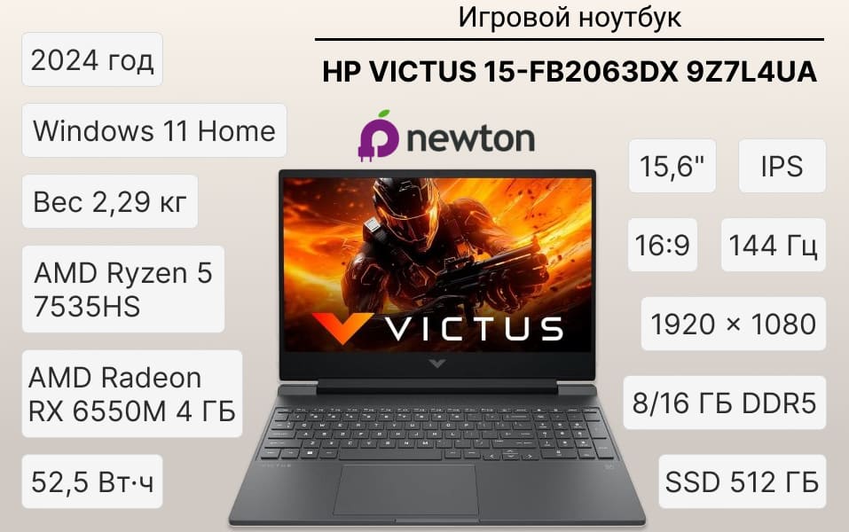 Купить ноутбук HP Victus 15-fb2063dx 9Z7L4UA со скидкой в Newton.by
