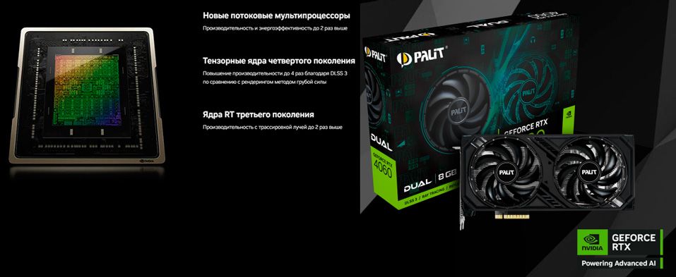 Видеокарта Palit GeForce RTX 4060 Dual в Newton.by