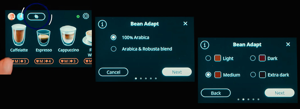 Bean Adapt Technology — настройка степени помола